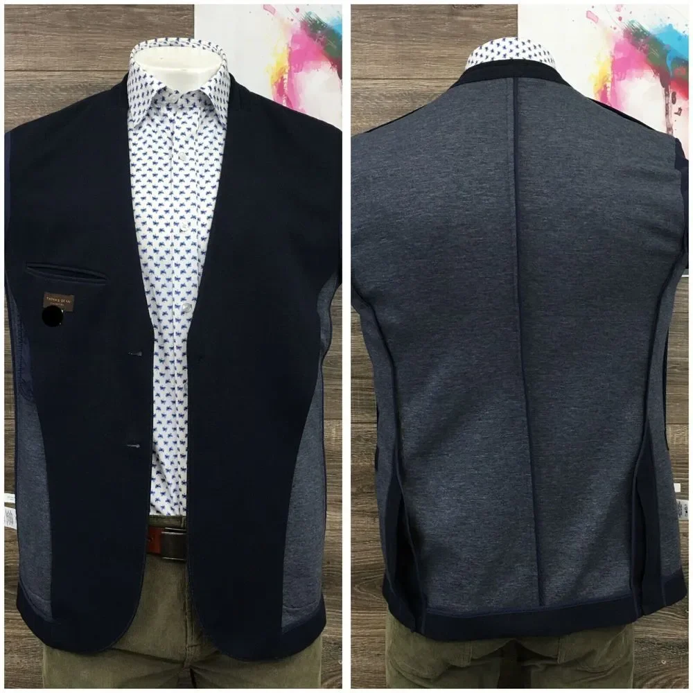THOMAS DEAN‎ Mens Blazer Sport Coat Casual Jacket Size 40R Jersey Cotton Suit